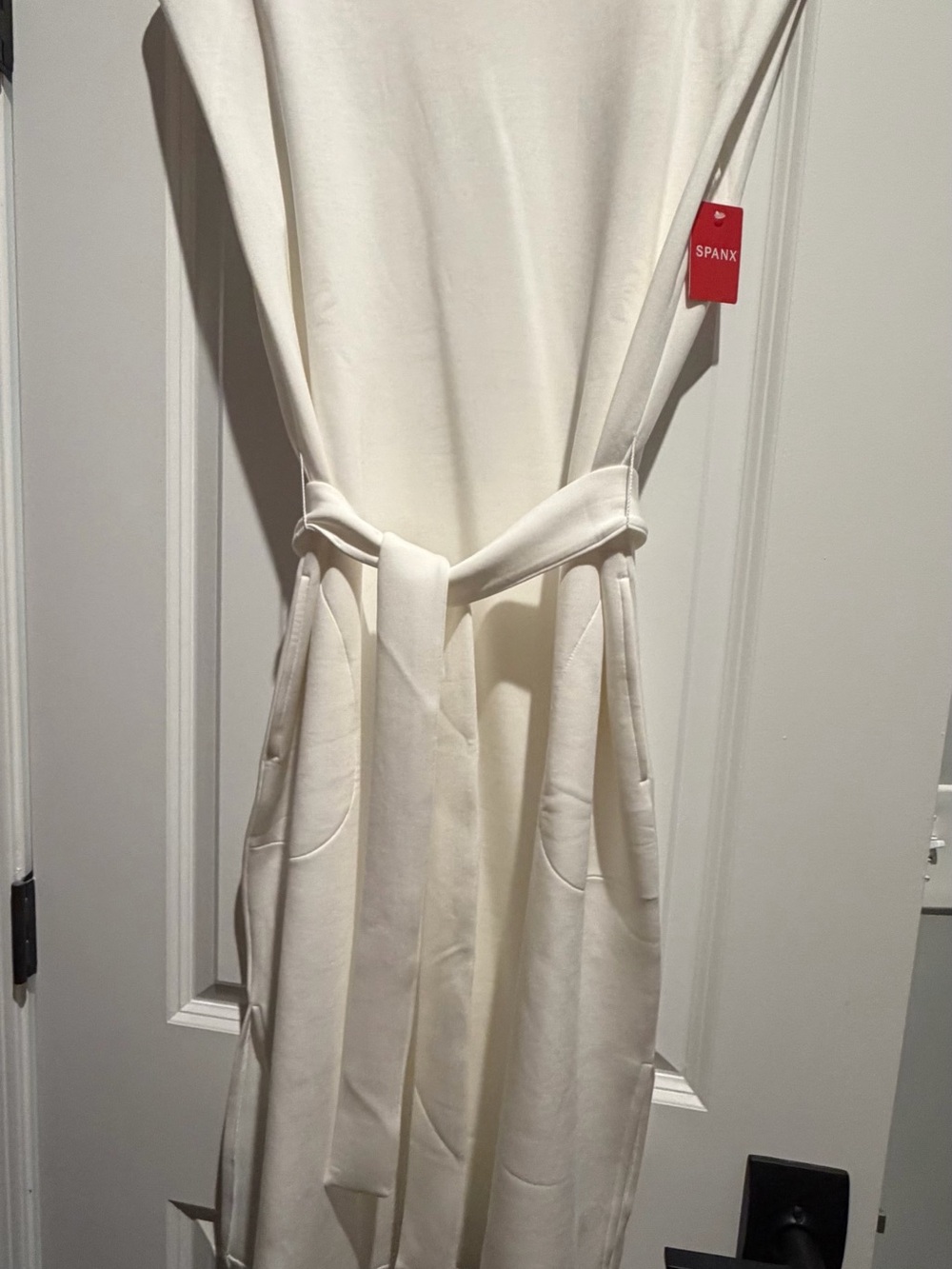 SPANX Air Essentials Cream Sleeveless Tie-Waist  dress